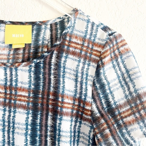 ANTHROPOLOGIE Maeve Plaid Short Sleeve Blouse Size XS - Picture 5 of 11